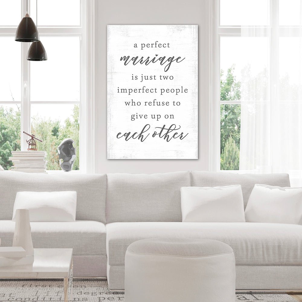 A Perfect Marriage Custom Canvas Art Above Couch In Living Room - Pretty Perfect Studio