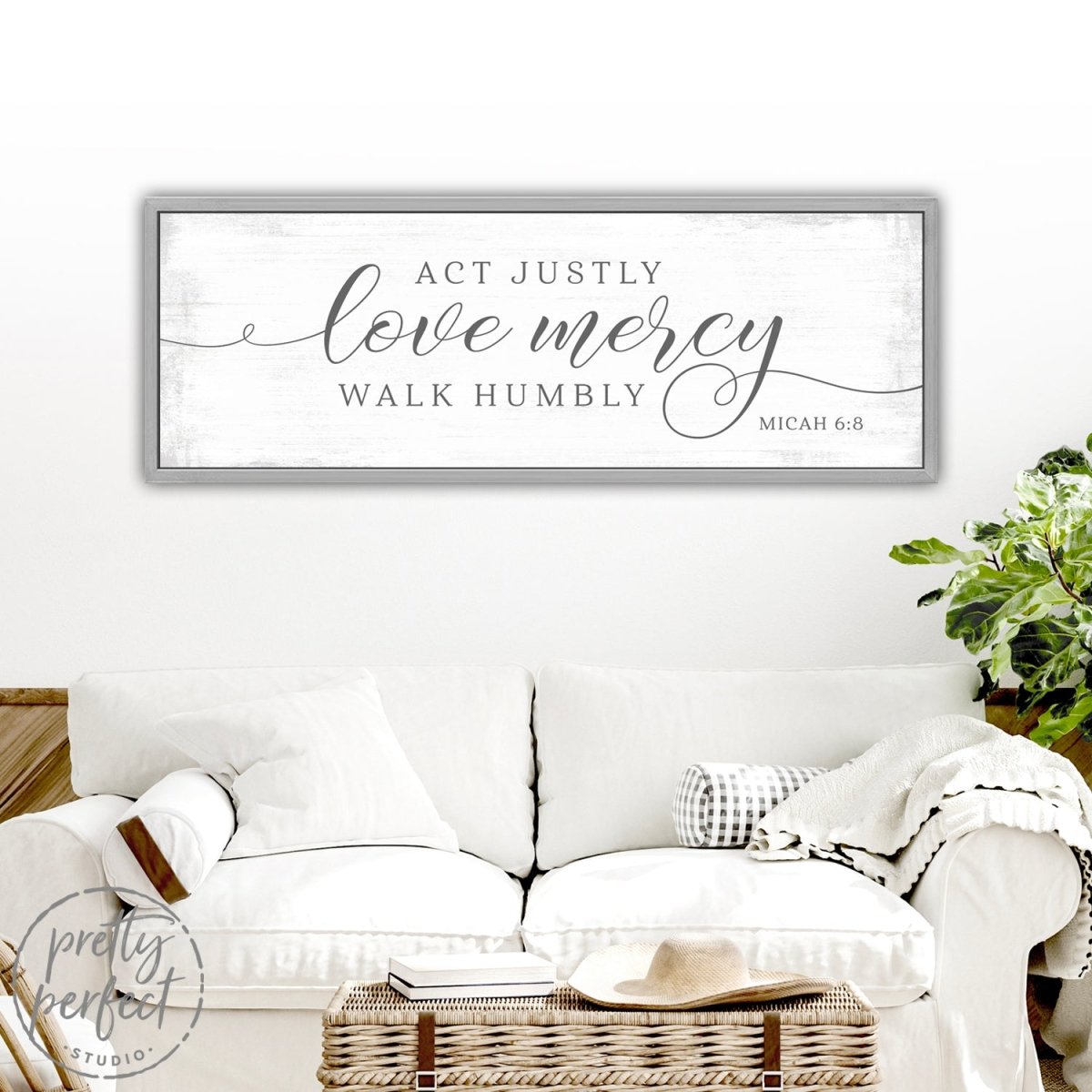 Act Justly Love Mercy Walk Humbly Canvas Wall Art Above Couch - Pretty Perfect Studio