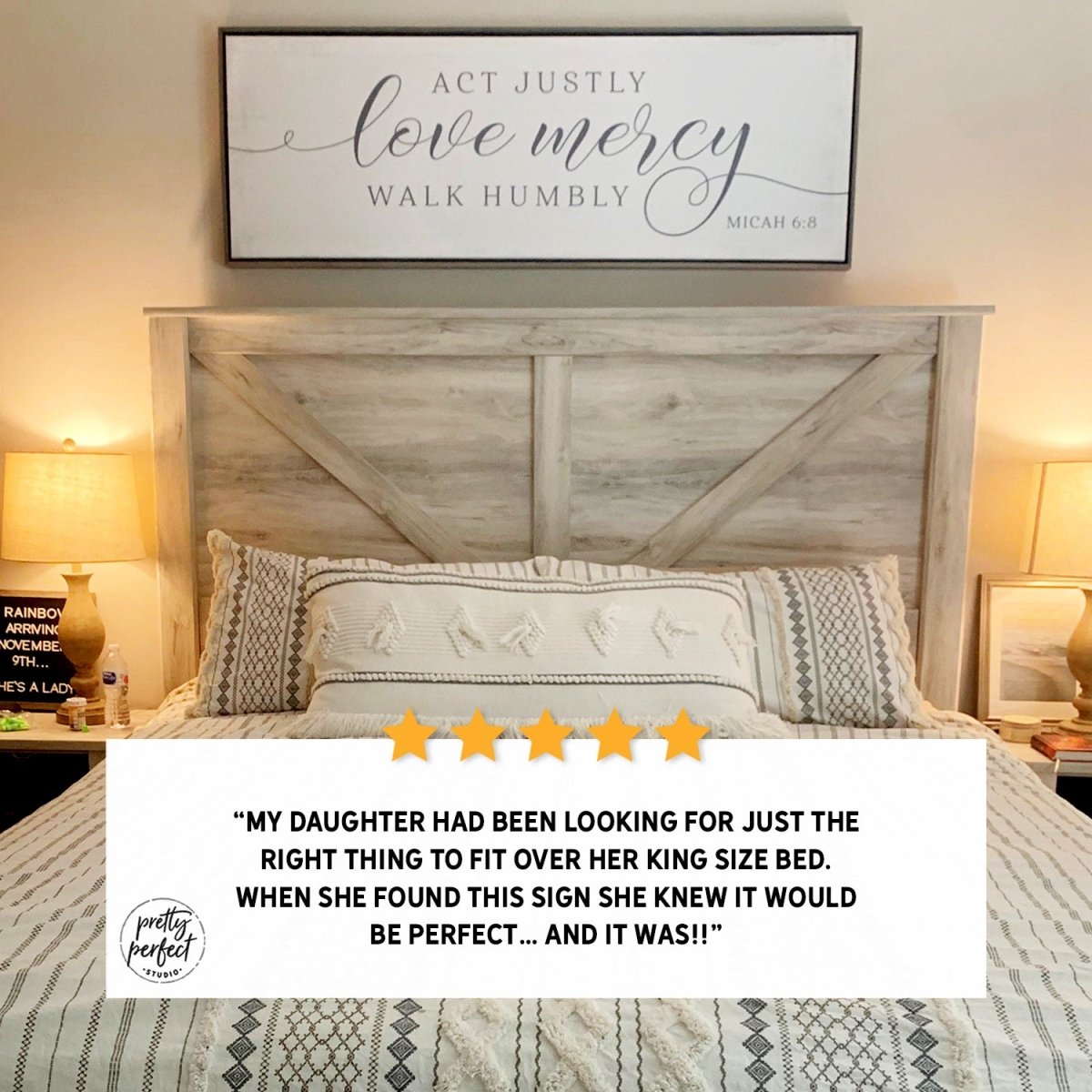 Customer product review for act justly love mercy walk humbly sign by Pretty Perfect Studio