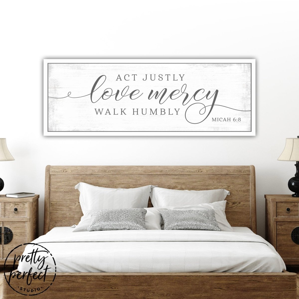 Act Justly Love Mercy Walk Humbly Canvas Wall Art Above Bed - Pretty Perfect Studio