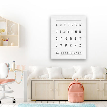 Alphabet & Number Canvas Sign Hanging in Children's Room - Pretty Perfect Studio