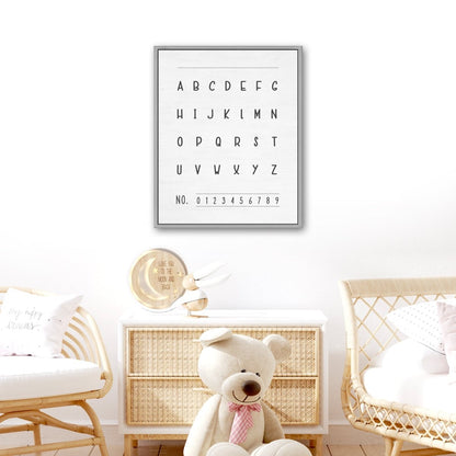 Alphabet & Number Canvas Sign Hanging in Nursery - Pretty Perfect Studio