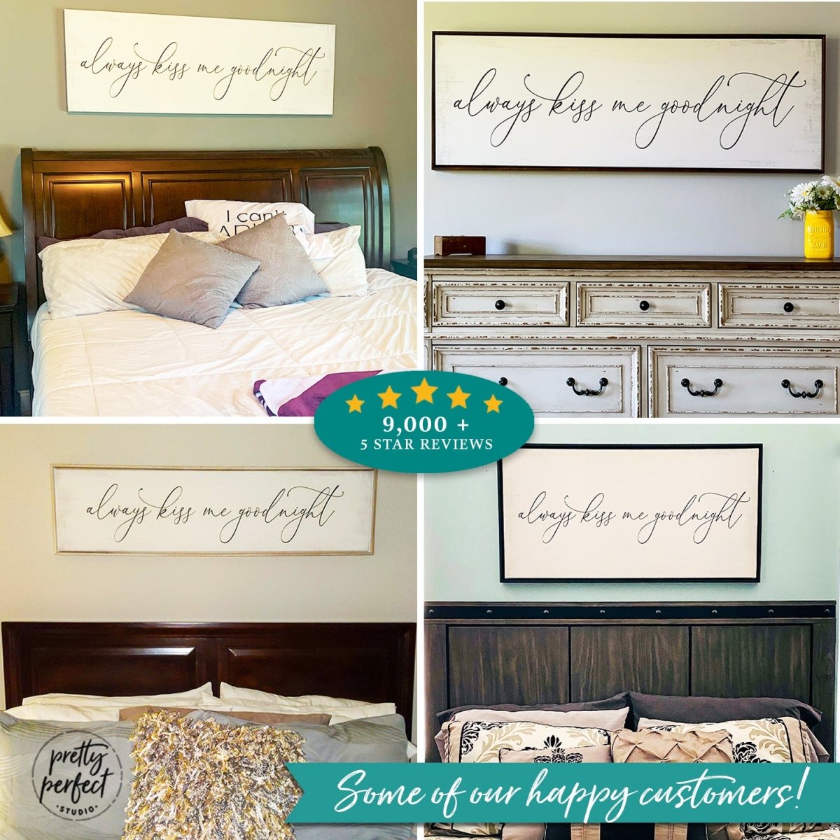 Customer product review for always kiss me goodnight wall art by Pretty Perfect Studio