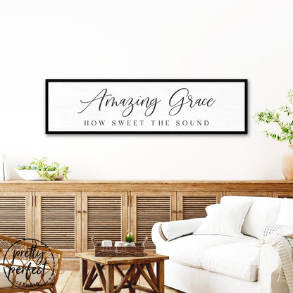 Amazing Grace, How Sweet The Sound Christian Wall Art In Living Room - Pretty Perfect Studio