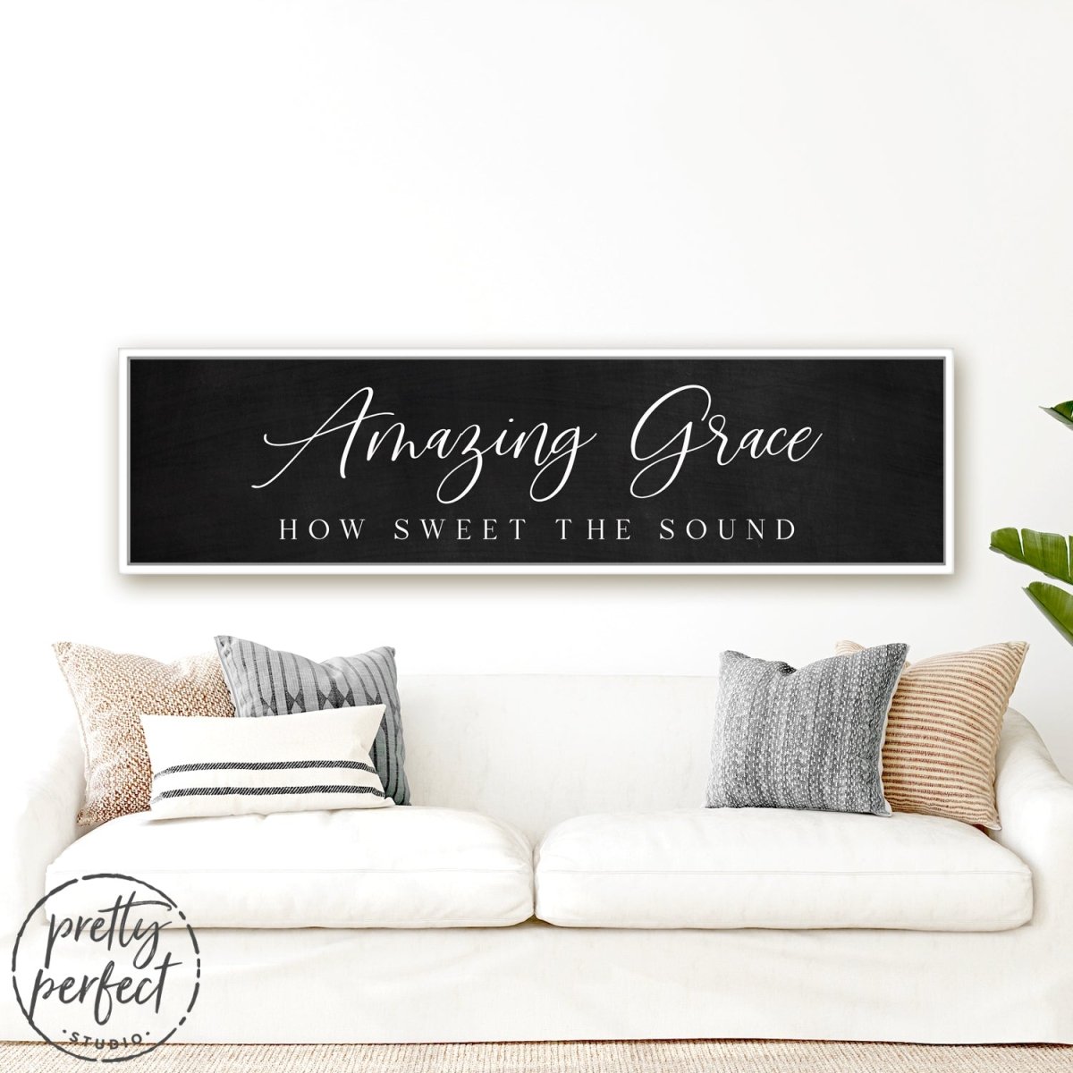 Amazing Grace, How Sweet The Sound Christian Wall Art Above Couch - Pretty Perfect Studio