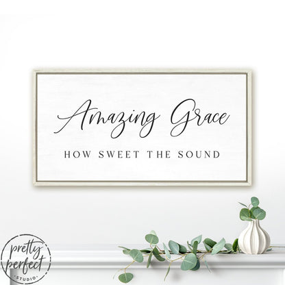 Amazing Grace, How Sweet The Sound Christian Wall Art In Living Room - Pretty Perfect Studio
