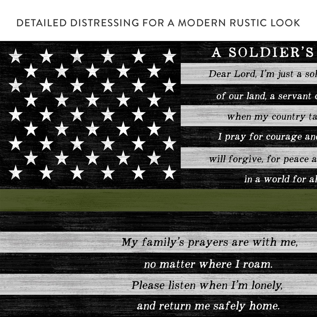 American Flag Soldier's Prayer Sign With Distressed Modern Look - Pretty Perfect Studio