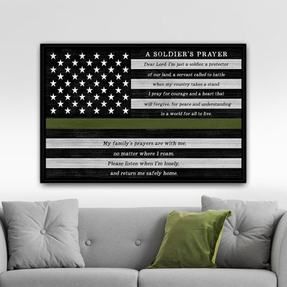 American Flag Soldier's Prayer Sign Above Couch - Pretty Perfect Studio