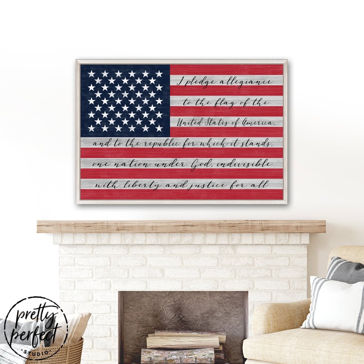 American Flag with Pledge of Allegiance Sign - Pretty Perfect Studio