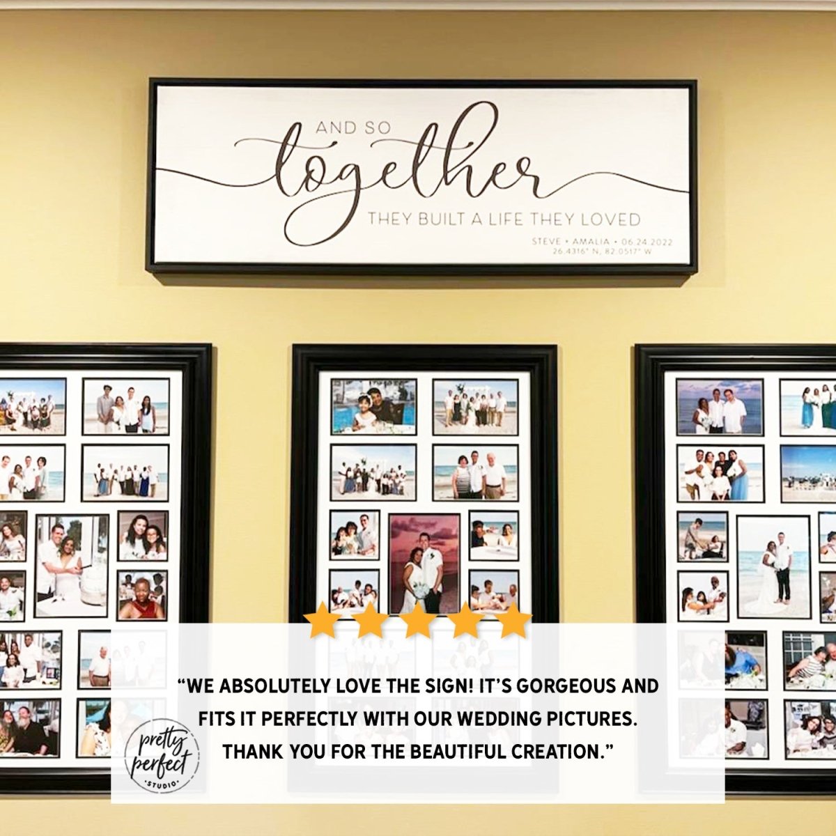 Customer product review for personalized and so together they built a life sign by Pretty Perfect Studio