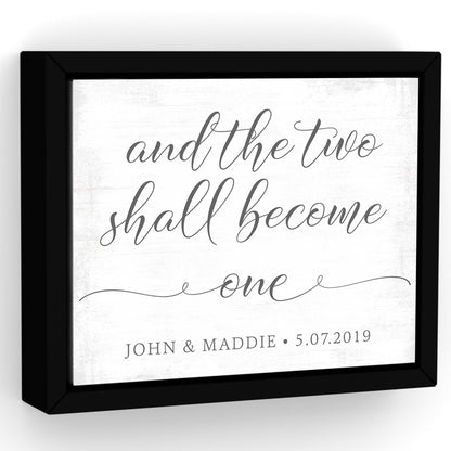 And the Two Shall Become One Custom Canvas Sign - Pretty Perfect Studio