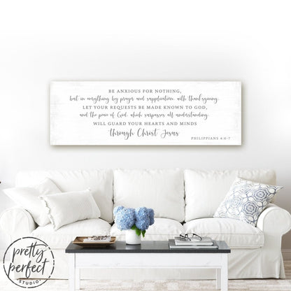 Be Anxious For Nothing Canvas Wall Art Above Couch - Pretty Perfect Studio