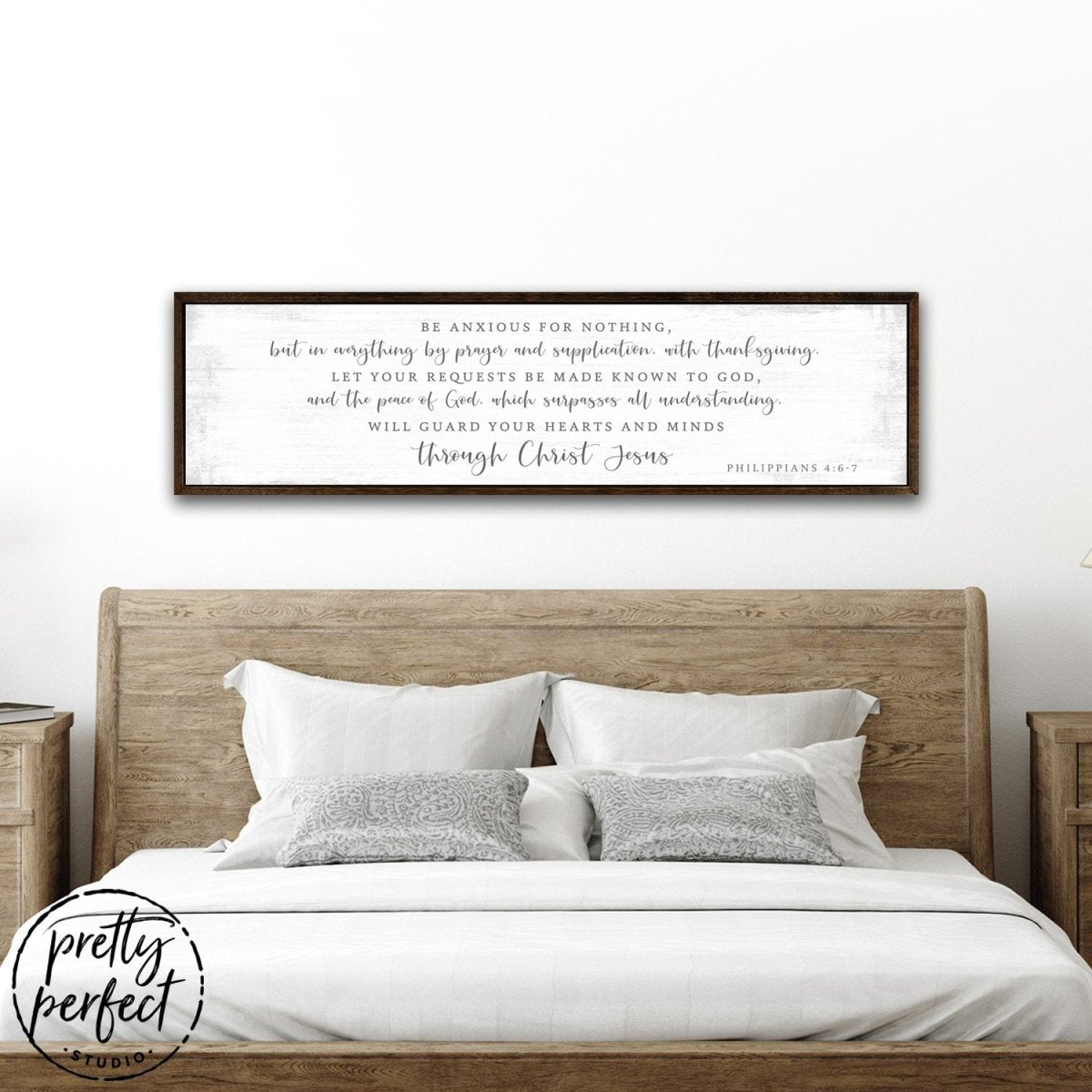 Be Anxious For Nothing Canvas Wall Art Above Bed - Pretty Perfect Studio