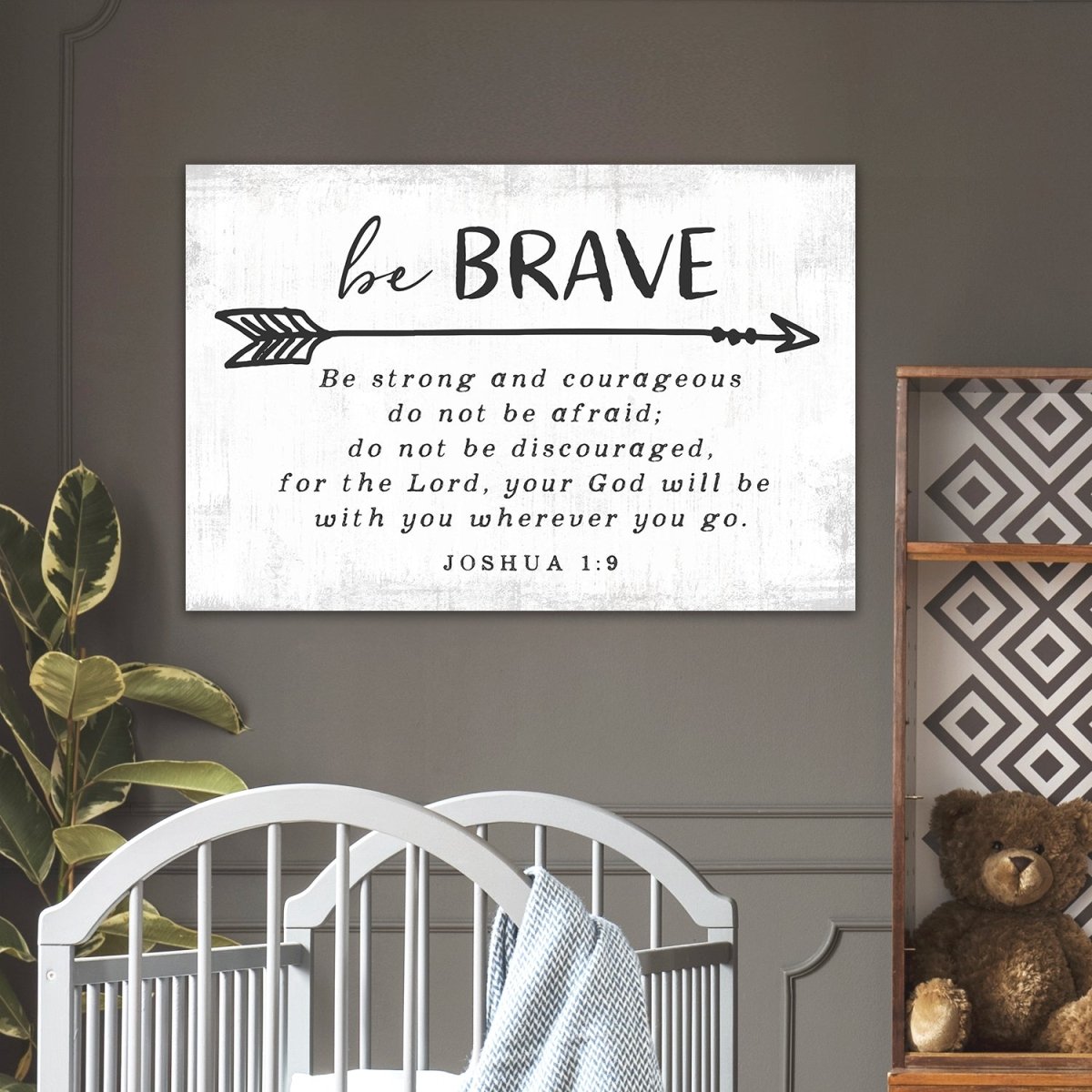 Be Brave Quote Christian Wall Art Above Bassinet - Pretty Perfect Studio