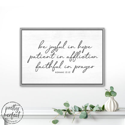Be Joyful In Hope Sign Hanging on Wall Above Shelf in Family Room – Pretty Perfect Studio