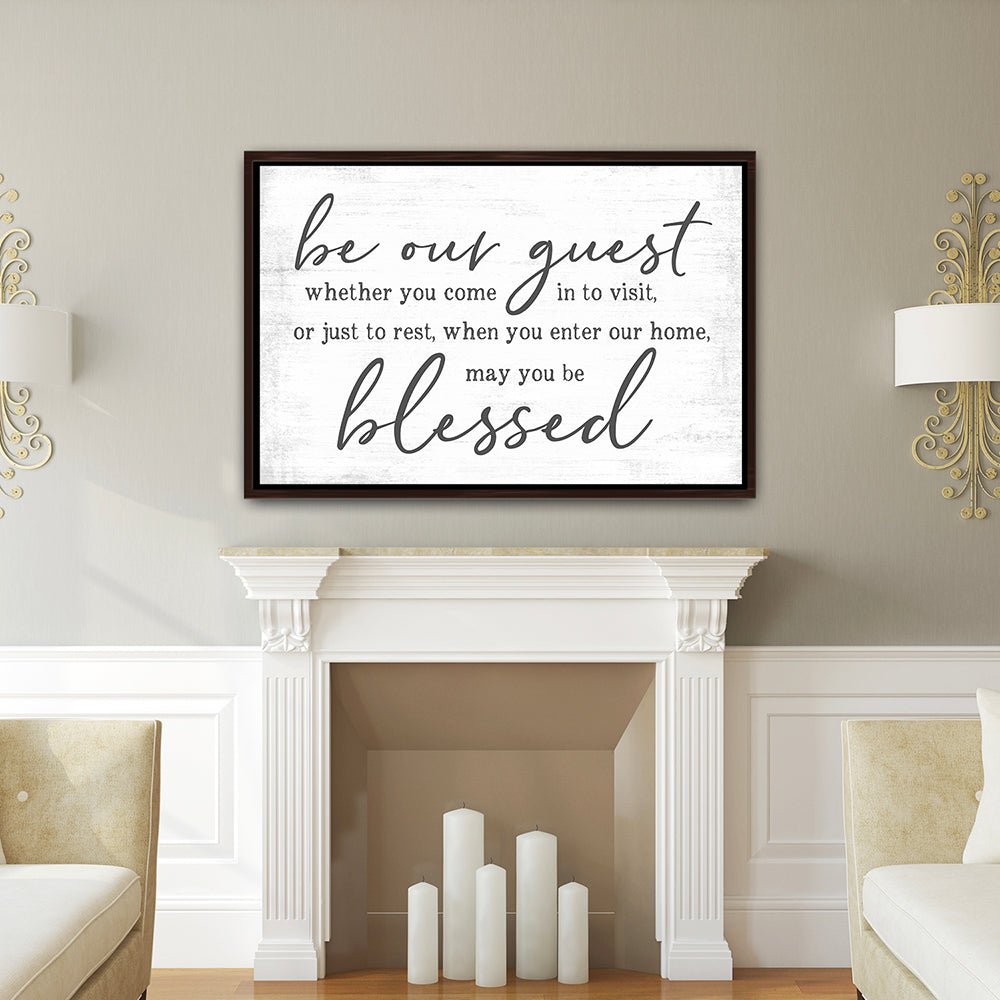 Be Our Guest Canvas Wall Art Above Fire Place - Pretty Perfect Studio