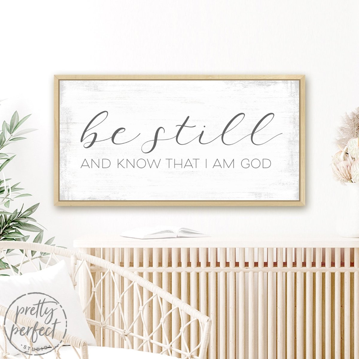 Be Still And Know Bible Scripture for Christian Wall Art Above Shelf - Pretty Perfect Studio