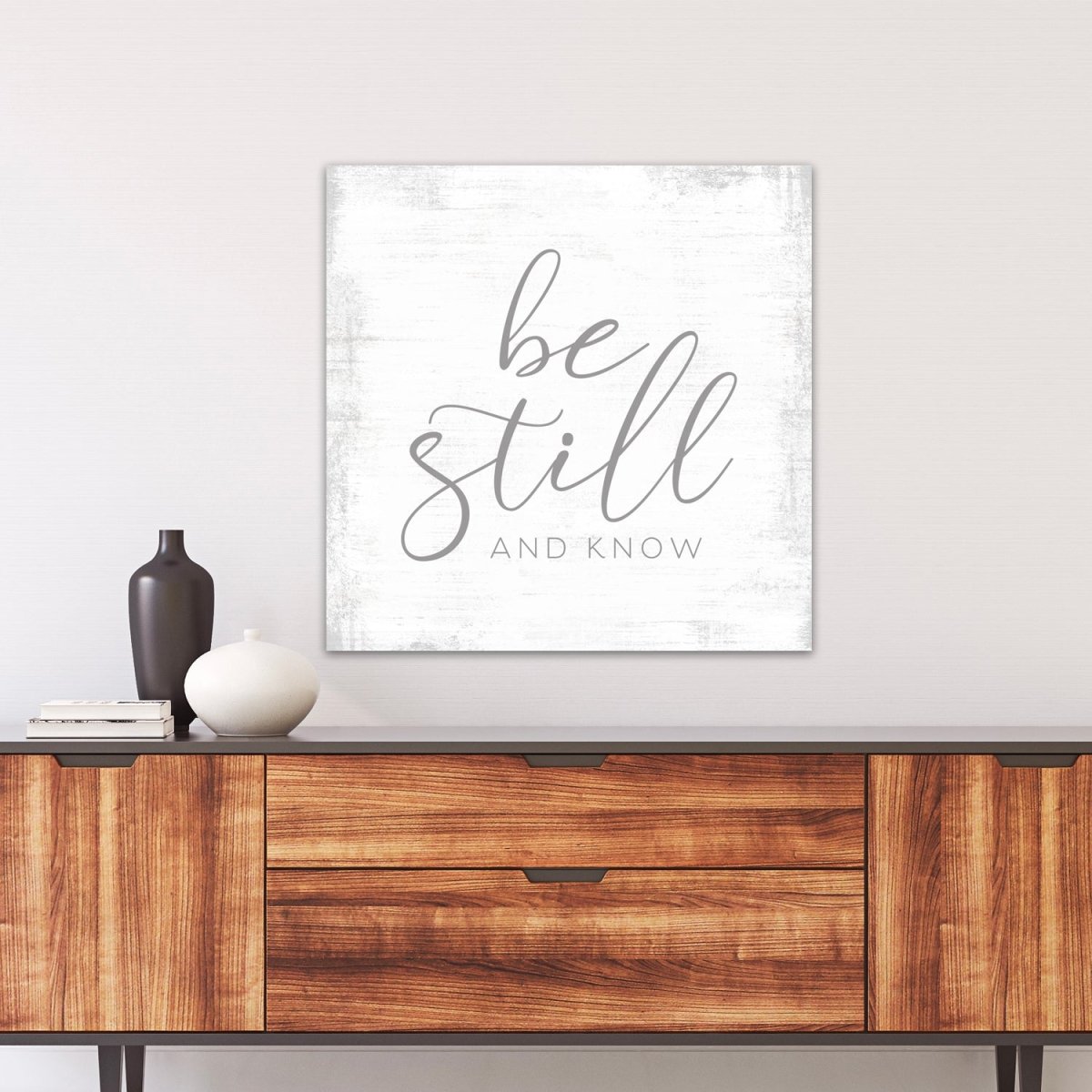Be Still And Know Christian Wall Art Above Table in Entryway - Pretty Perfect Studio