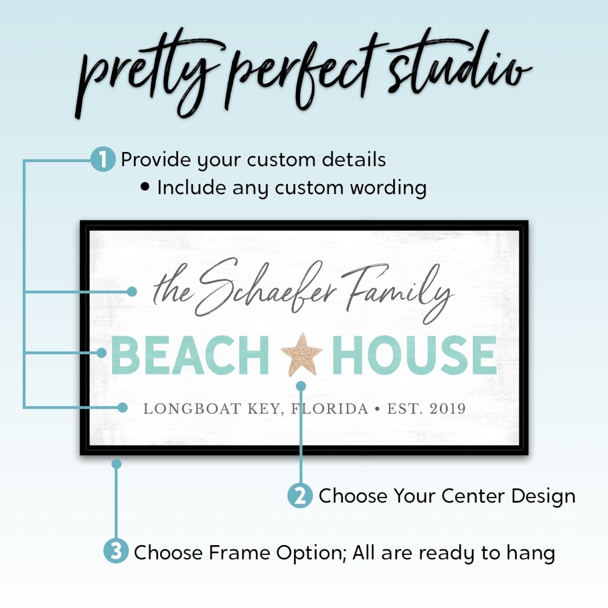 Beach House Sign Personalized | Custom Beach House Decor | Family Name Beach Sign Canvas