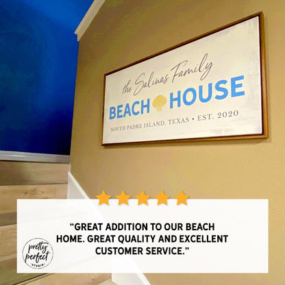 Customer product review for personalized beach house sign by Pretty Perfect Studio