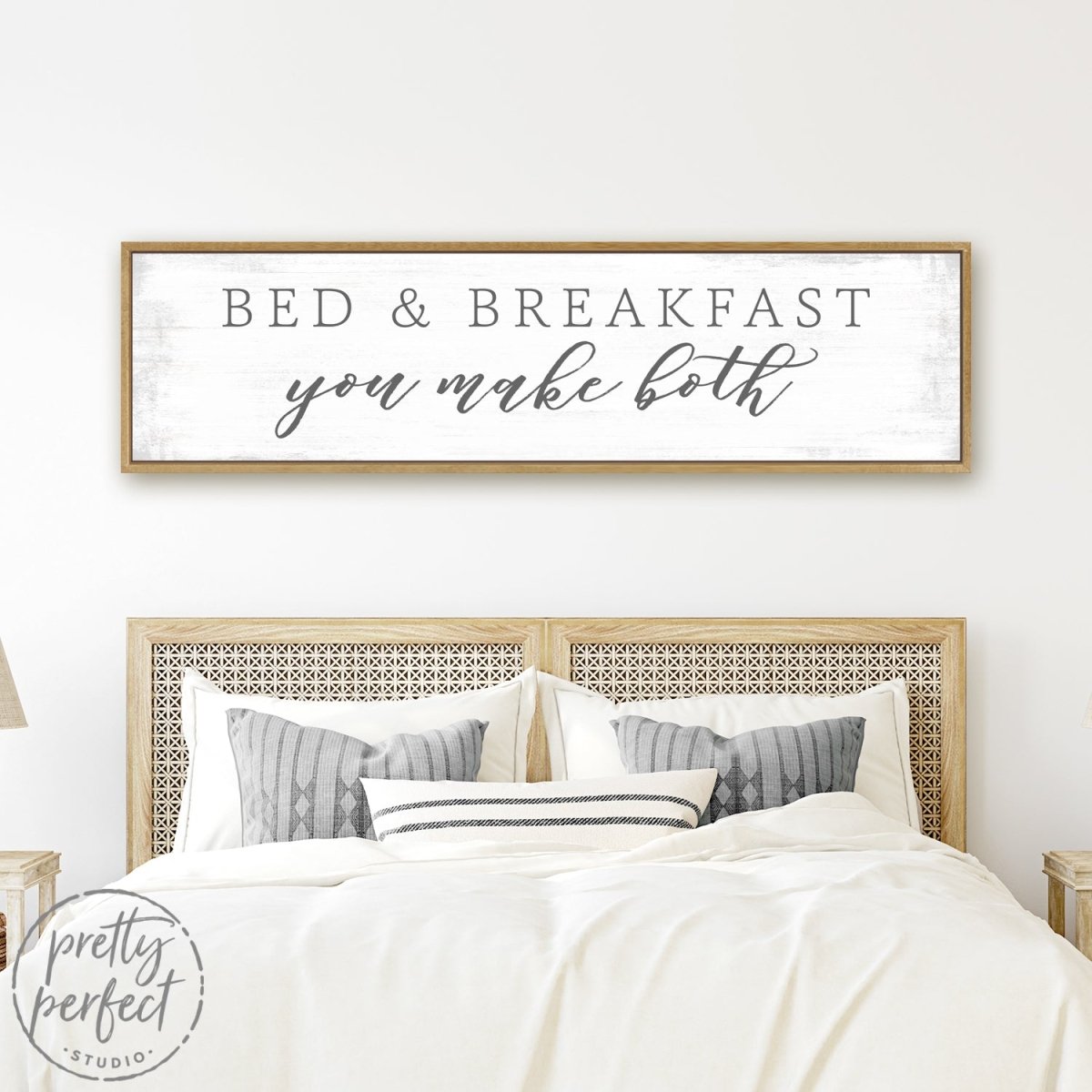 Bed and Breakfast Bedroom Wall Decor Above Bed in Couples Bedroom - Pretty Perfect Studio