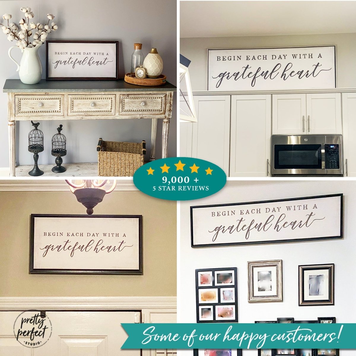 Customer product review for begin each day with a grateful heart wall art by Pretty Perfect Studio