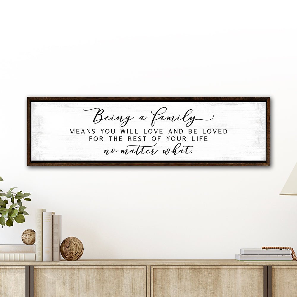 Being a Family Means Sign Above Entryway Table - Pretty Perfect Studio