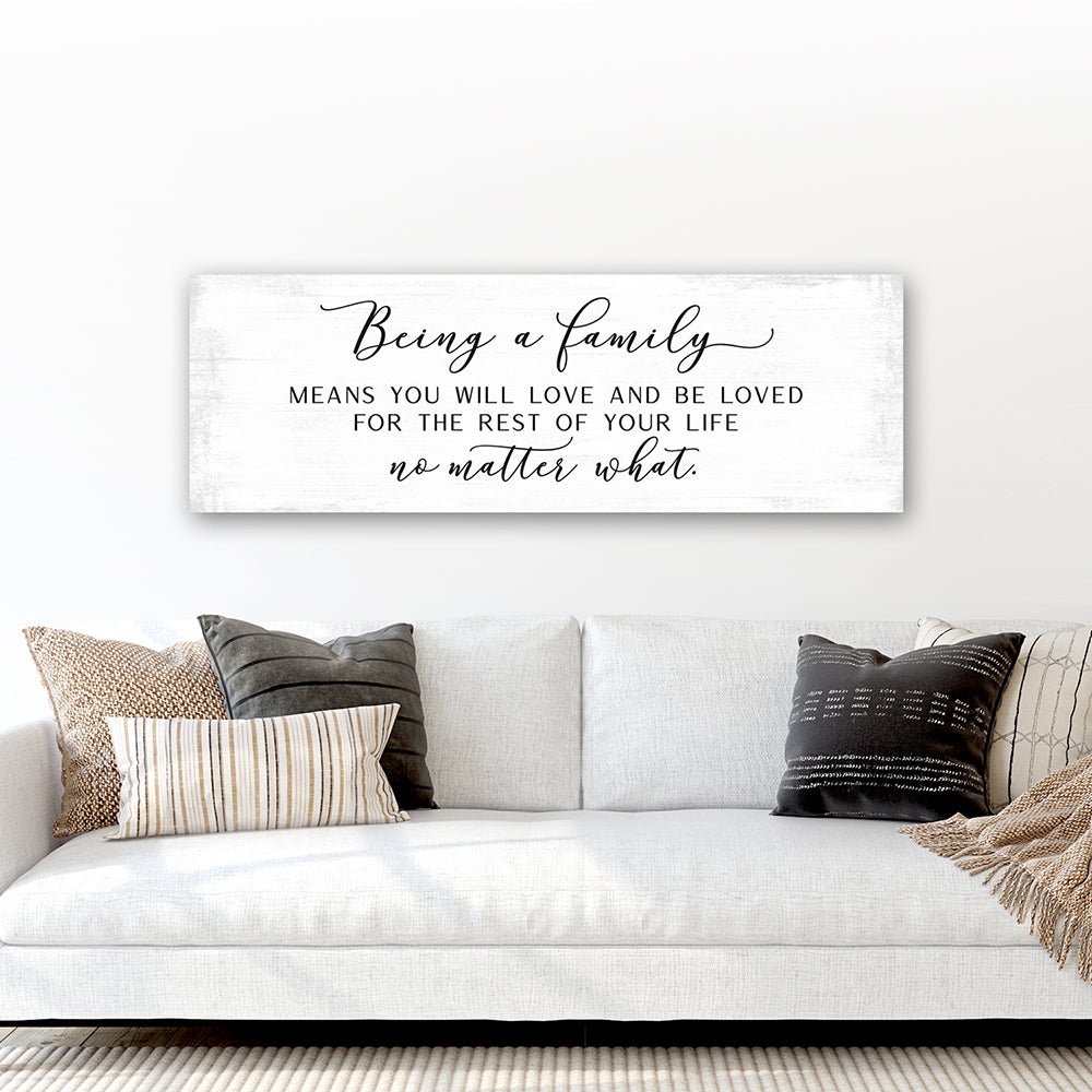 Being a Family Means Sign in Living Room - Pretty Perfect Studio