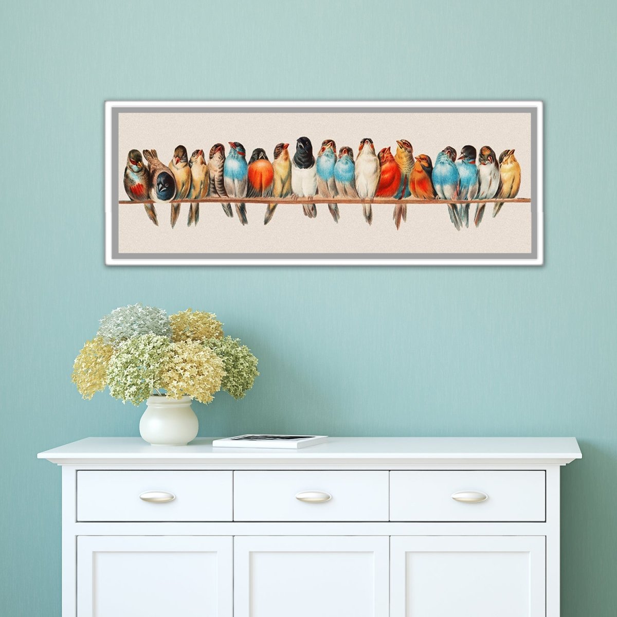 Birds On A Wire Canvas Wall Art Above Dresser - Pretty Perfect Studio