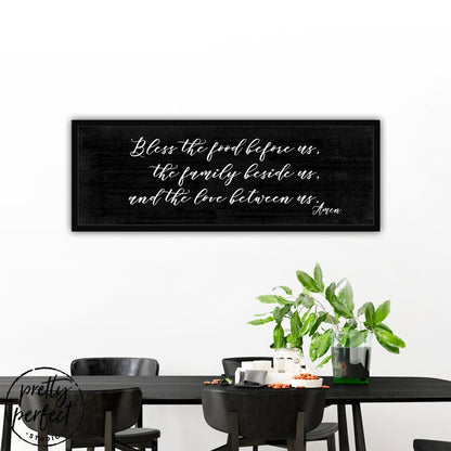 Bless the Food Before Us Canvas Sign For Dining Room Decor Above Kitchen Table - Pretty Perfect Studio