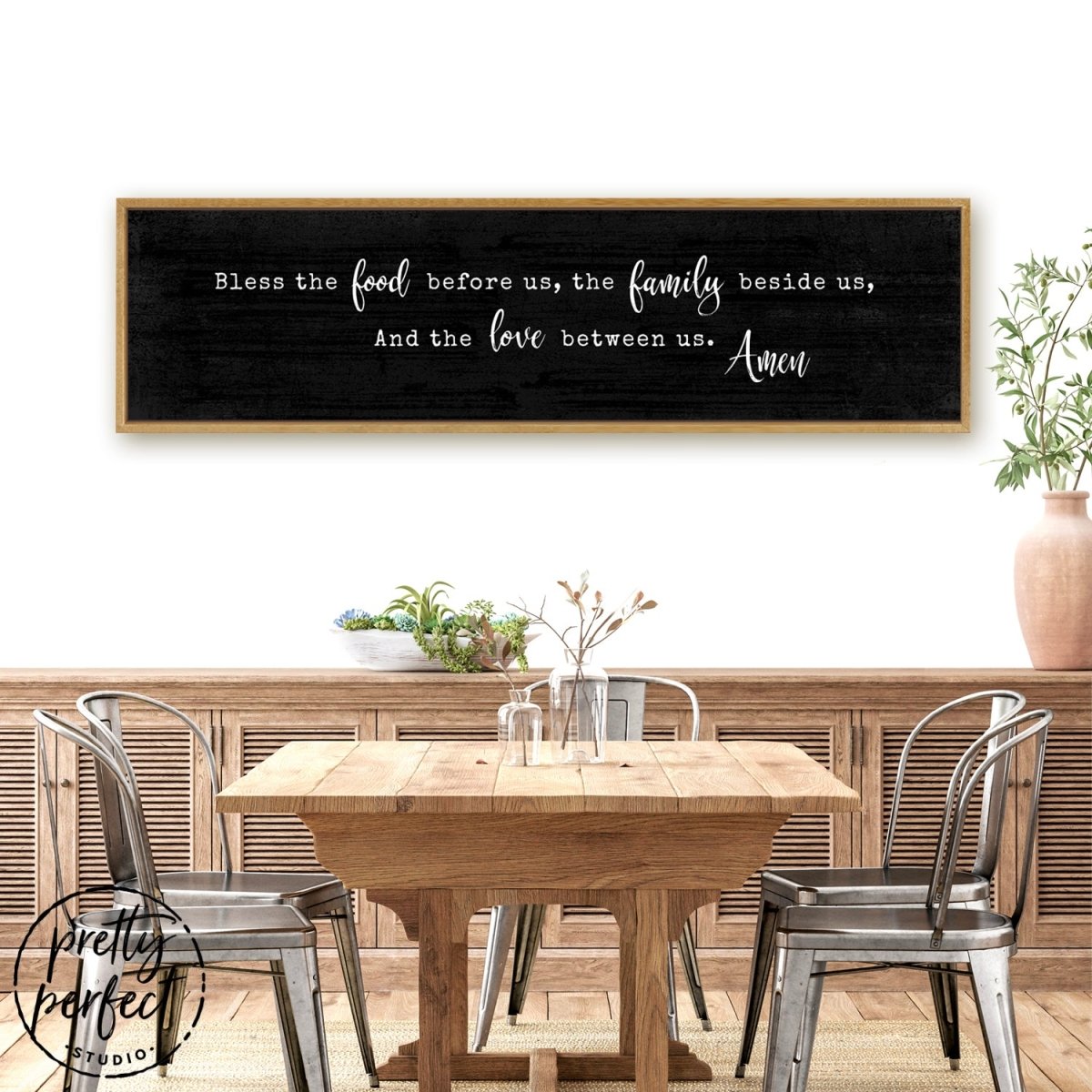 Bless the Food Before Us Canvas Art Sign - Pretty Perfect Studio
