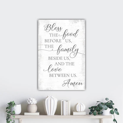 Bless The Food Before Us Canvas Wall Art Above Shelf - Pretty Perfect Studio