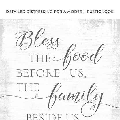 Bless The Food Before Us Canvas Wall Art With Distressed Rustic Look - Pretty Perfect Studio