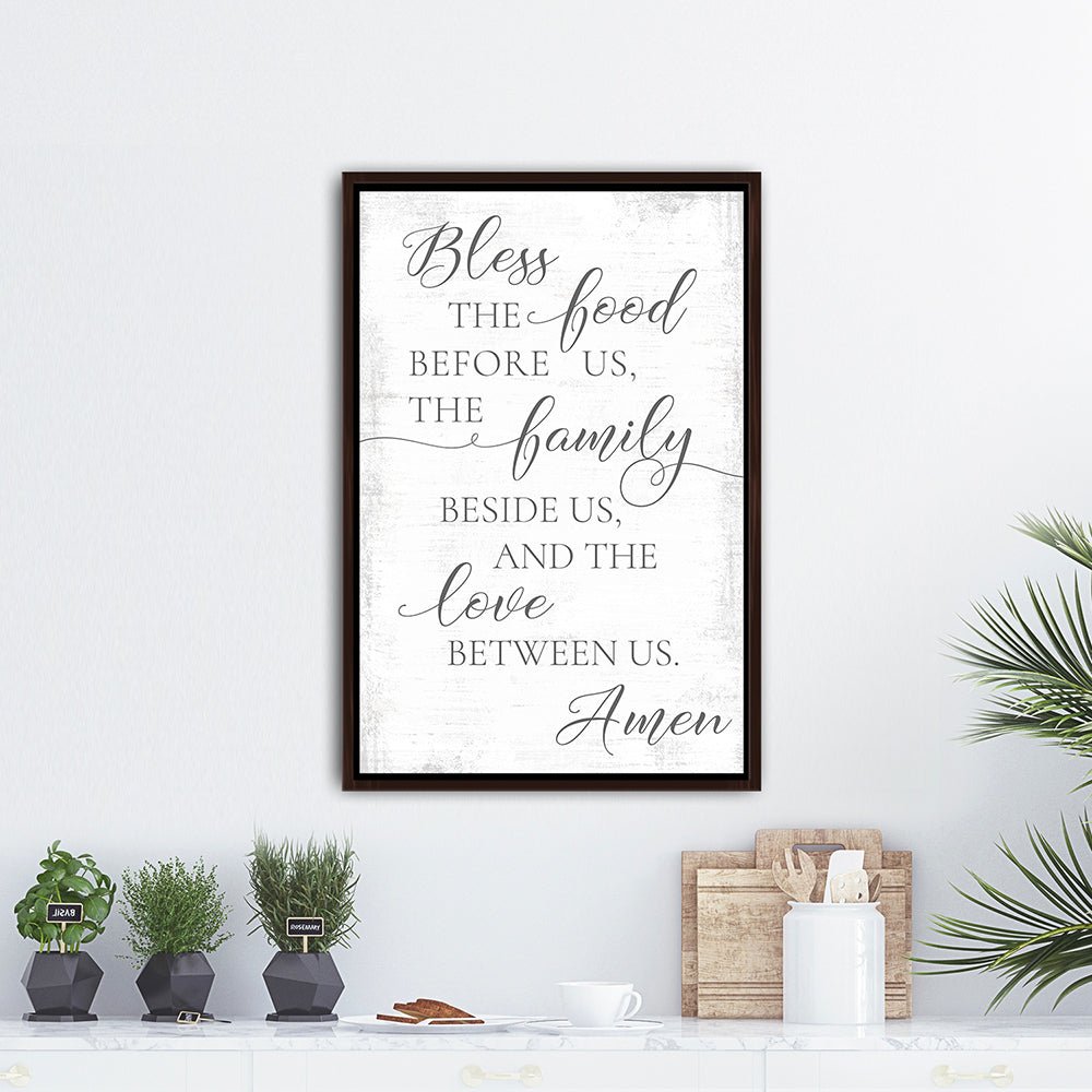 Bless The Food Before Us Canvas Wall Art Above Table - Pretty Perfect Studio