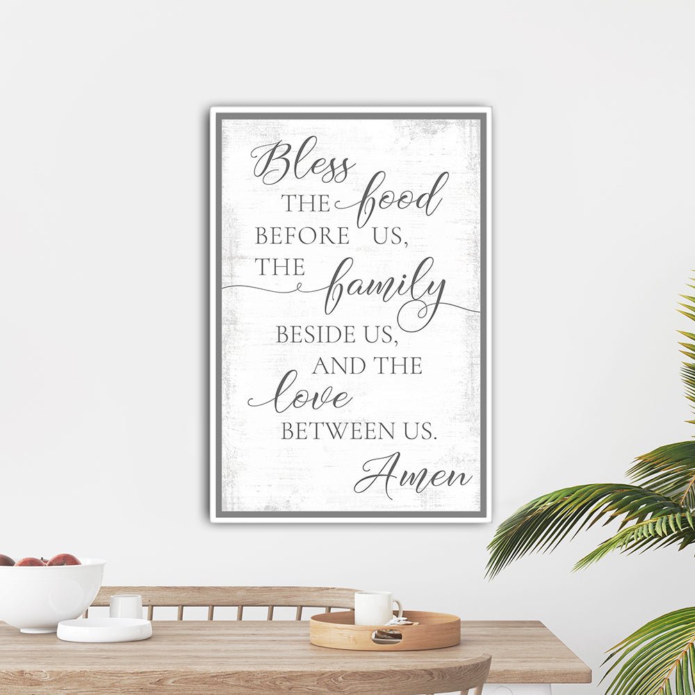Bless The Food Before Us Canvas Wall Art Above Table - Pretty Perfect Studio