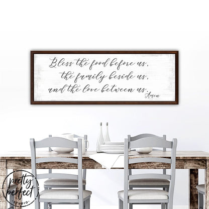 Bless the Food Before Us Canvas Wall Art Above Kitchen Table - Pretty Perfect Studio