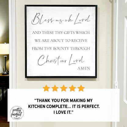 Customer product review for bless us oh lord sign by Pretty Perfect Studio