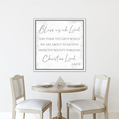 Bless Us Oh Lord Canvas Sign For Dining Room Decor Above Table - Pretty Perfect Studio