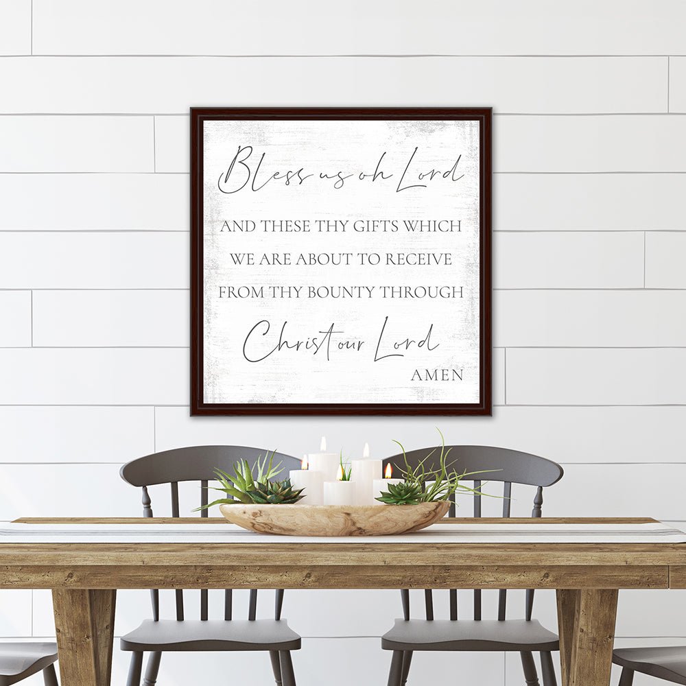 Bless Us Oh Lord Canvas Sign For Dining Room Decor Above Table - Pretty Perfect Studio