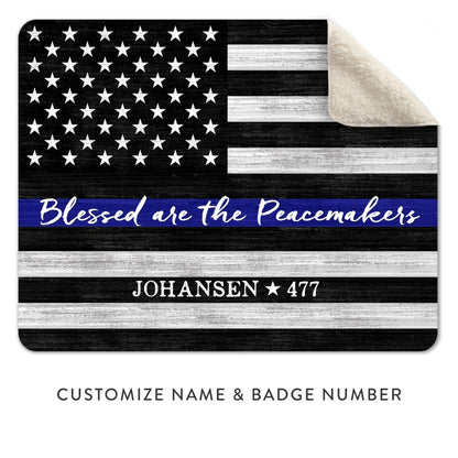 Blessed Are The Peacemakers Police Officer Blanket With Name And Badge Number - Pretty Perfect Studio