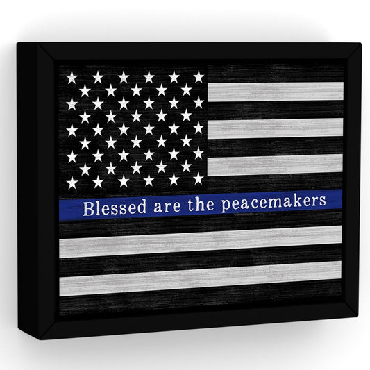 Blessed Are The Peacemakers Police Officer Canvas Sign - Pretty Perfect Studio