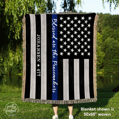 Blue Line Air Force Blanket Personalized With Name