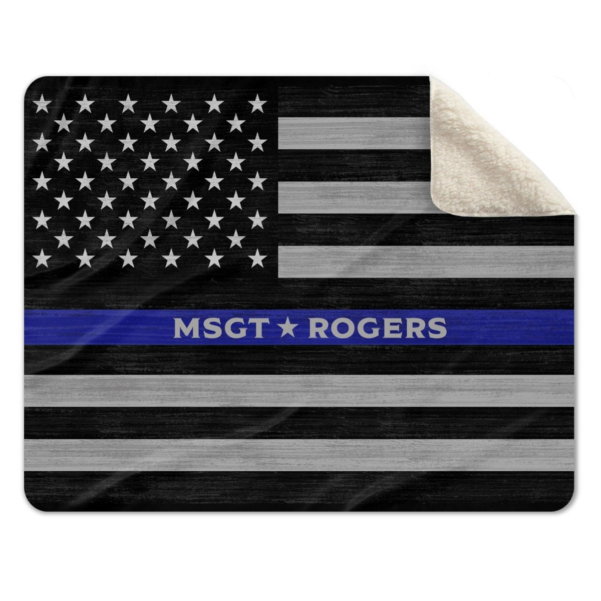 Blue Line Air Force Blanket Personalized With Name and Rank - Pretty Perfect Studio