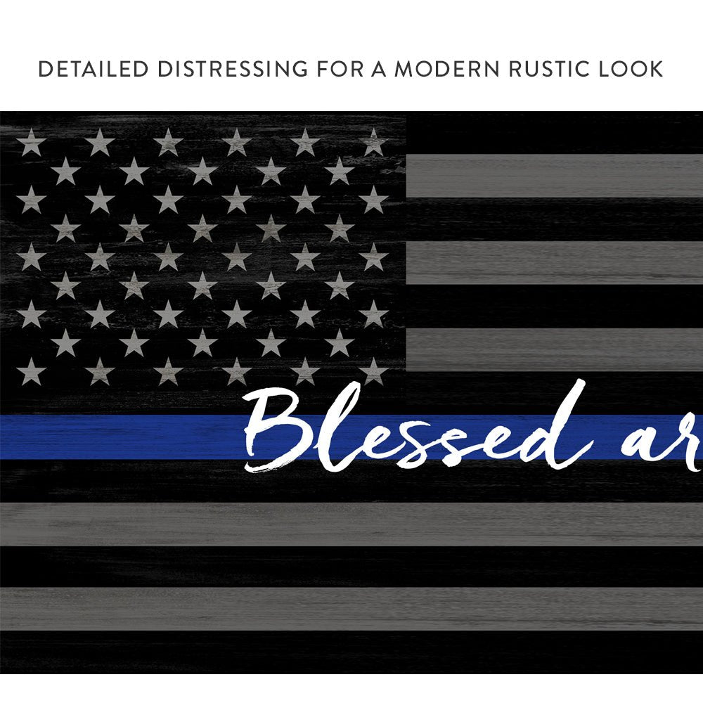 Blue Line Custom Police Officer Sign With Distressed Modern Look - Pretty Perfect Studio
