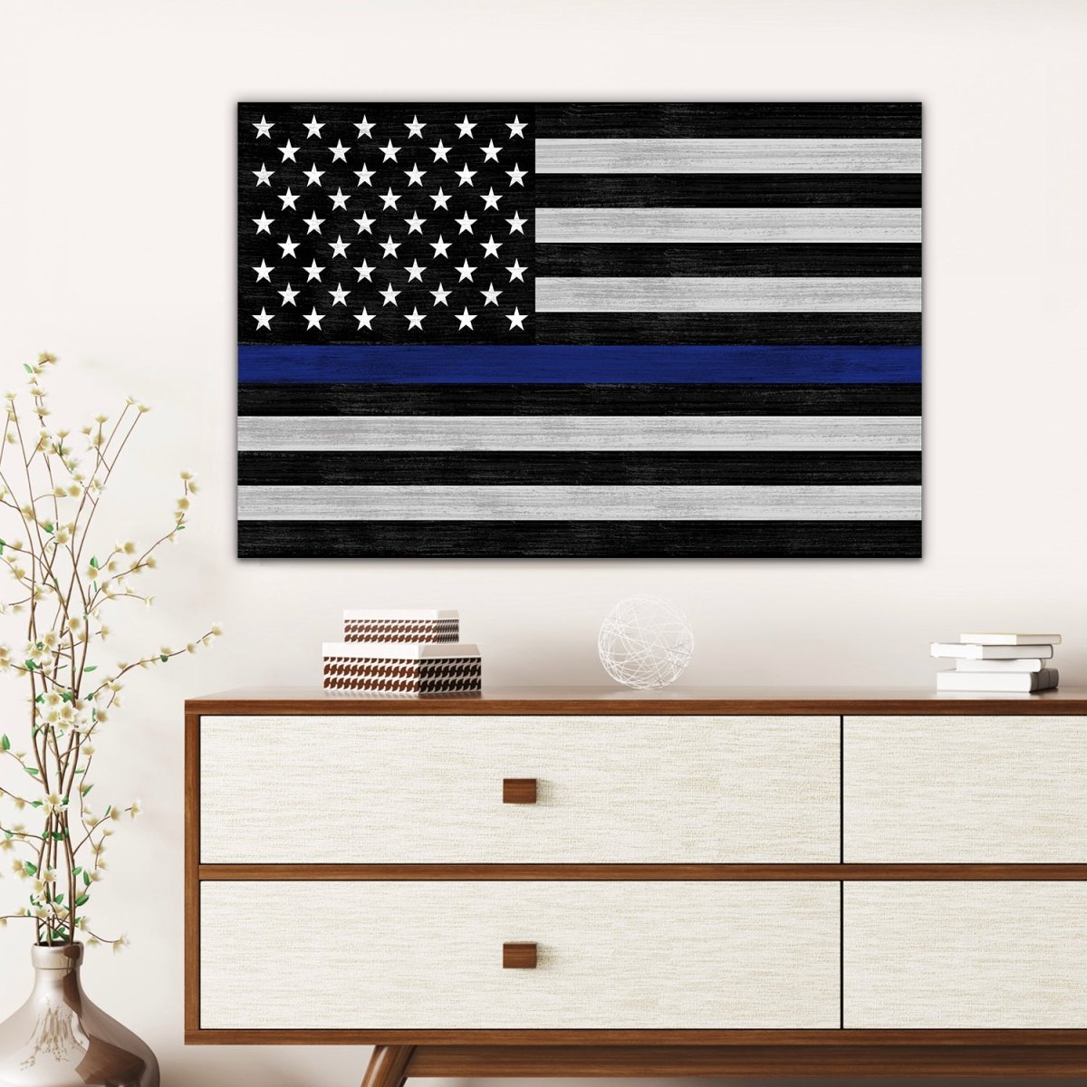 Blue Line Policer Officer Sign in Family Room - Pretty Perfect Studio