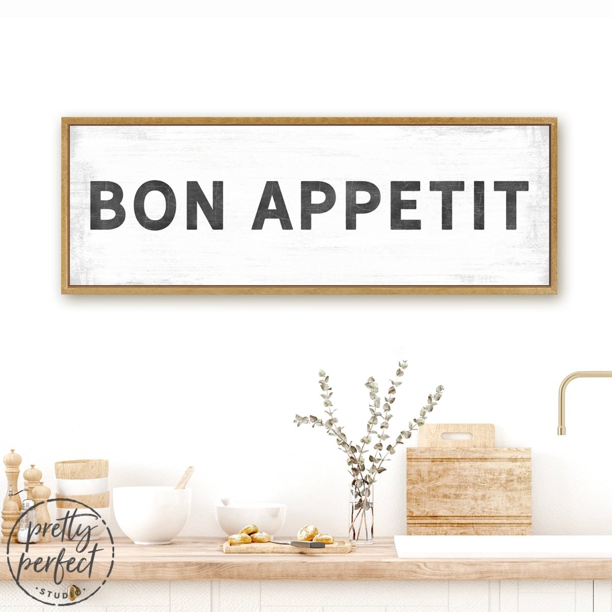 Bon Appetit Large Canvas Sign For Kitchen Or Dining Room Above Kitchen Table - Pretty Perfect Studio