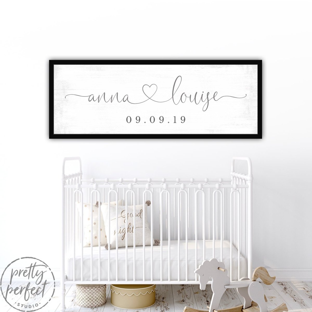 Boy or Girl Personalized Name Sign for the Nursery Room Above Crib - Pretty Perfect Studio