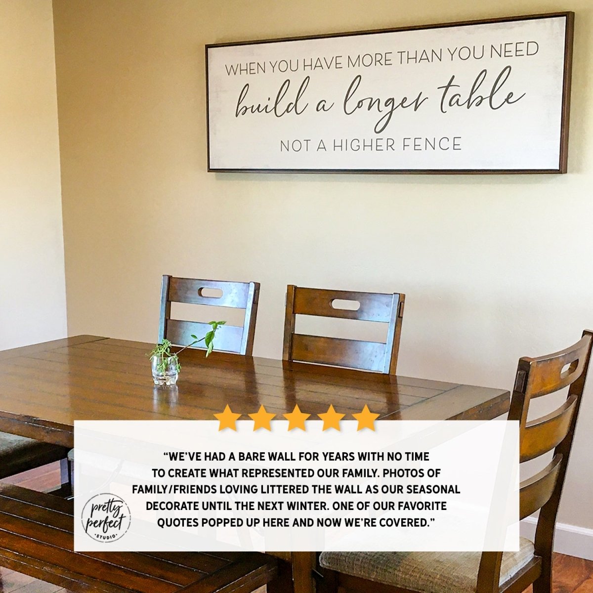 Customer product review for build a longer table sign by Pretty Perfect Studio