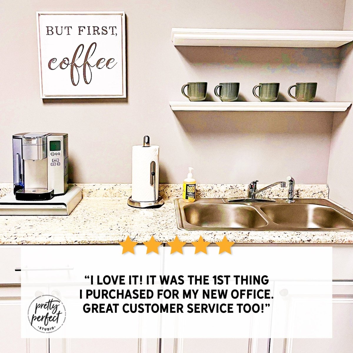 Customer product review for but first coffee wall art by Pretty Perfect Studio