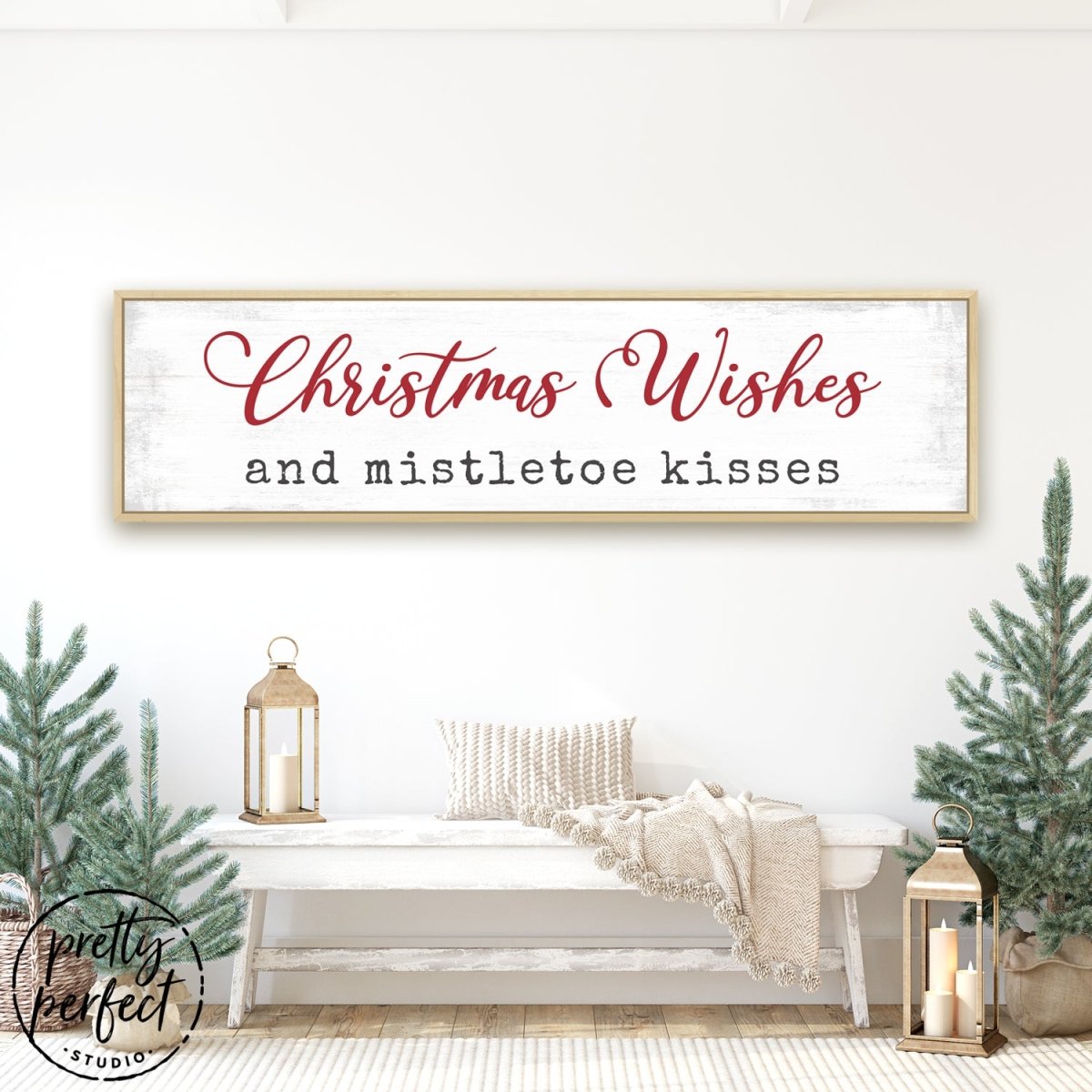 Christmas Wishes and Mistletoe Kisses Sign freeshipping - Pretty Perfect Studio